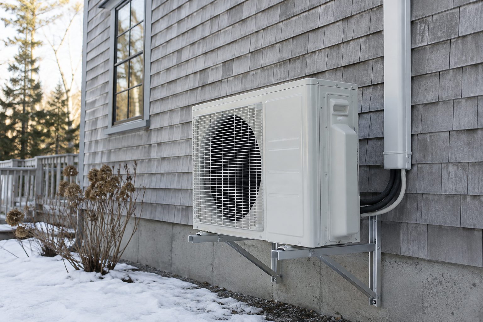 heat pump outdoor unit snow massachusetts
