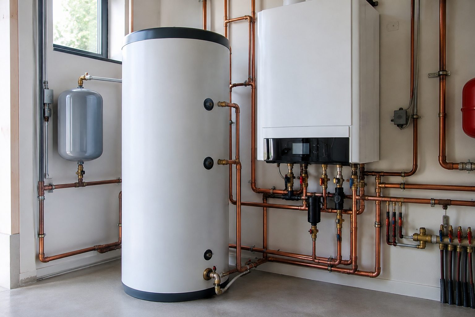 indirect water heater boiler room