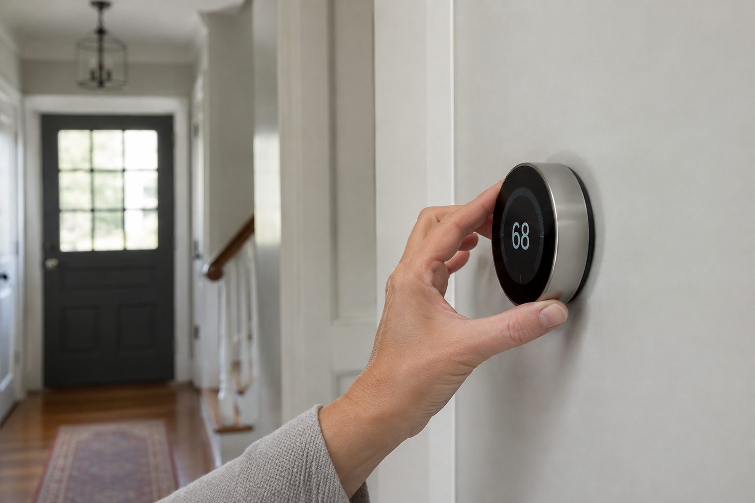 smart thermostat hallway wall